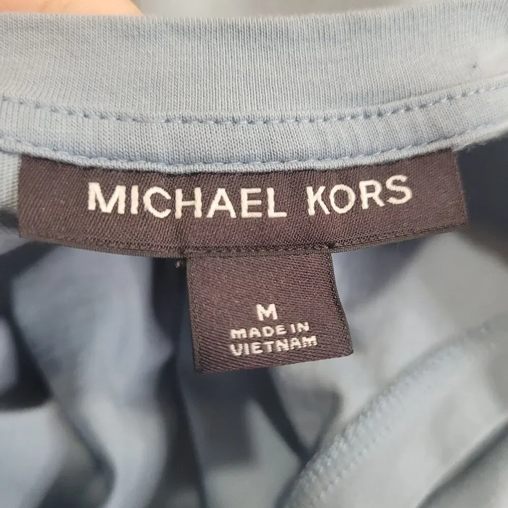 Michael Kors Medium shirt top women blue short sleeve basic cotton